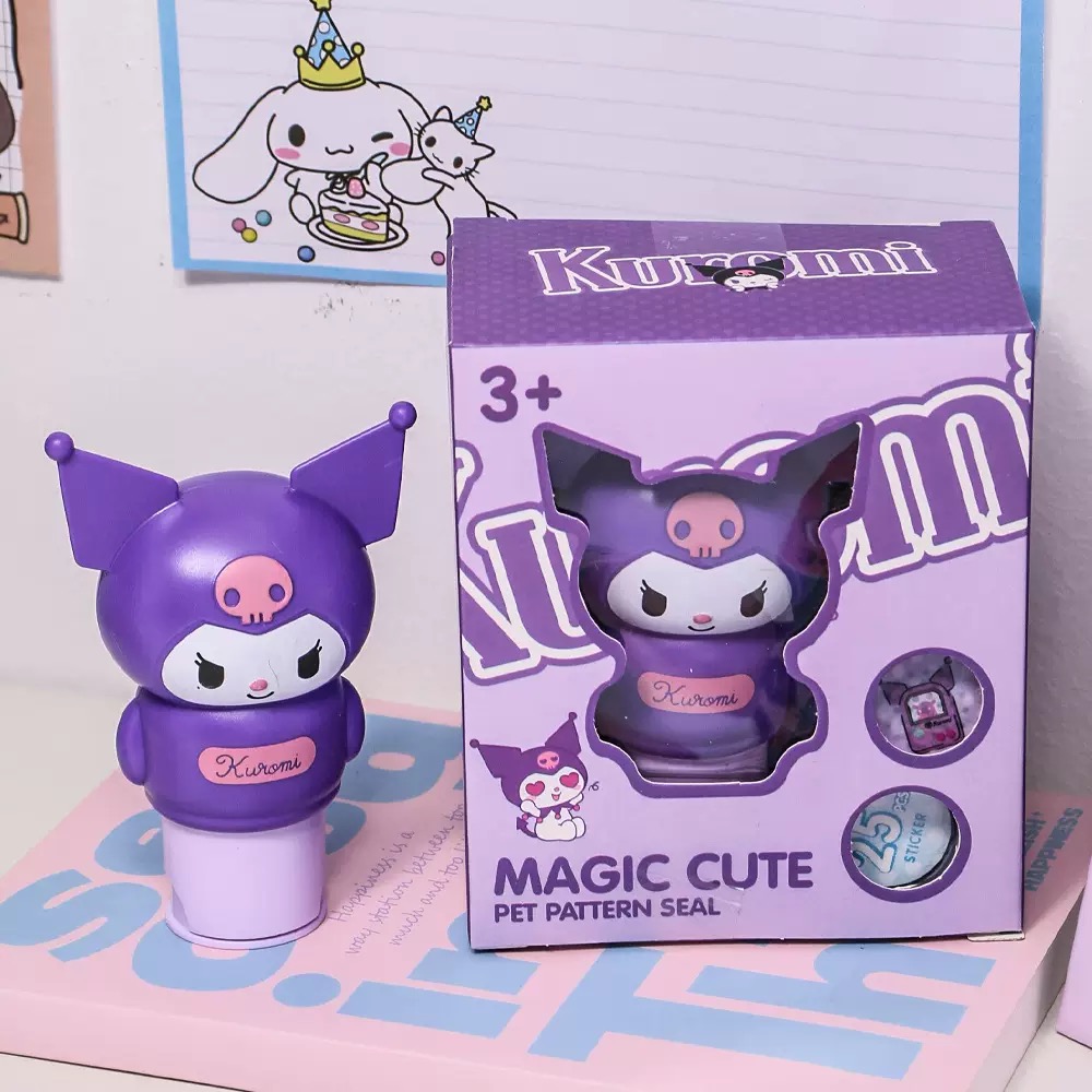 BỘ ĐỒ CHƠI CON DẤU MA THUẬT KUROMI GỒM 6 TRANG VÀ 25 STICKERS